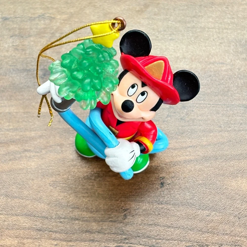 VINTAGE Disney Mickey Mouse Firefighter Man Hose Christmas Tree Ornament Enesco